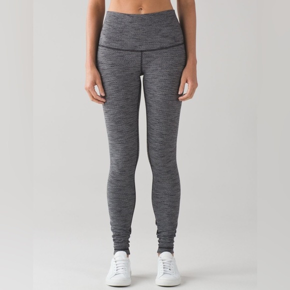 Lululemon Wunder Under Pant (Hi-Rise) Luon Variegated Knit Black Heathered Black - Picture 1 of 8
